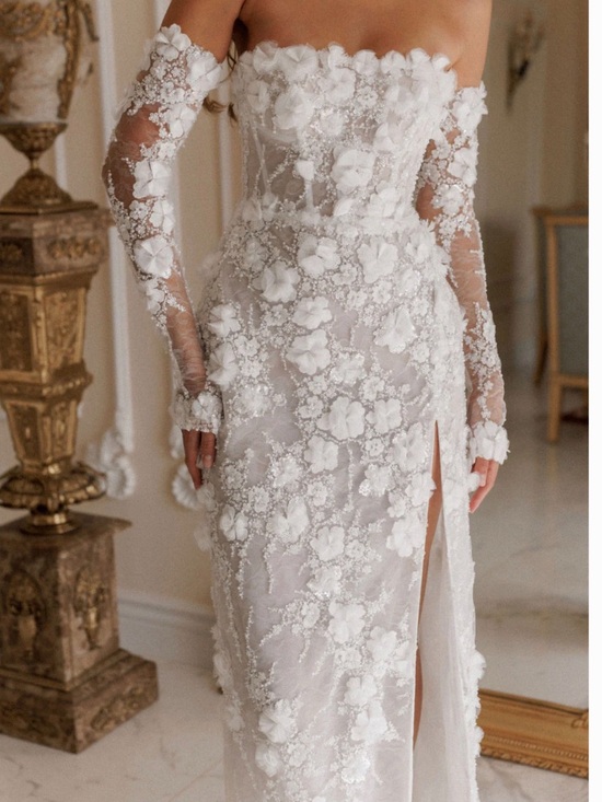 Rosie Etienne Dresses & Skirts - Rosie Etienne Isabelle Gown - White Floral Off-Shoulder Dress